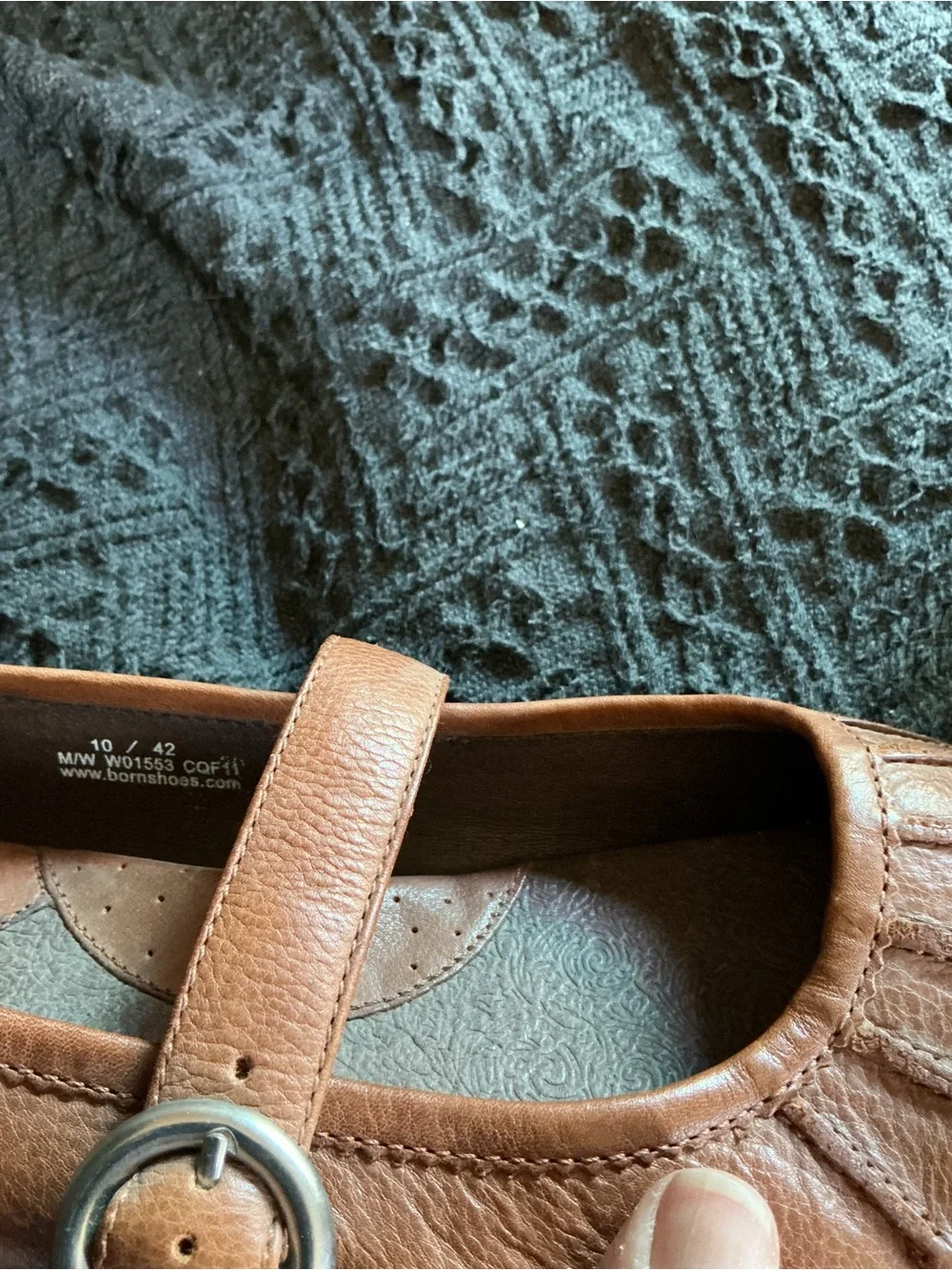 Born Tan Leather Mary Jane Flats with Buckle Strap - Picture 3 of 3